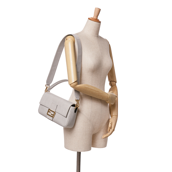Pre-Loved Fendi Striped Jersey Baguette Satchel - Picture 9 of 10